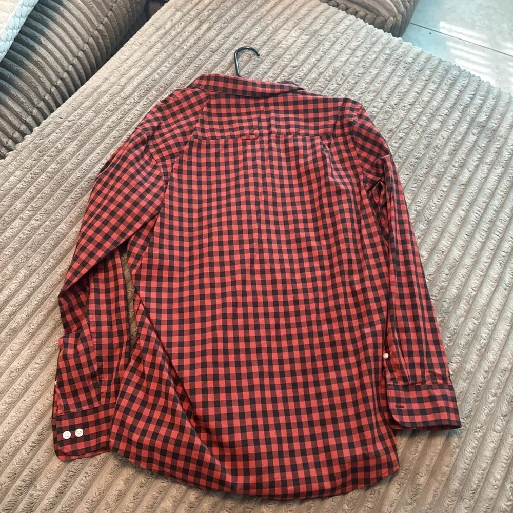 Club Room Mens Red Black Buffalo Check Button Down Long Sleeve Shirt Large